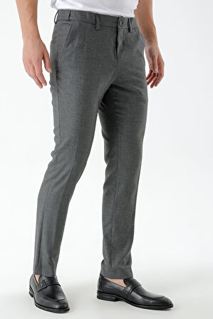  Erkek Siyah Beard Desenli Slim Fit Classic Pantolon