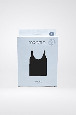  Erkek Siyah Basic Düz %100 Pamuk Atlet