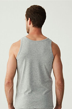  Erkek Gri Basic Düz %100 Pamuk Atlet