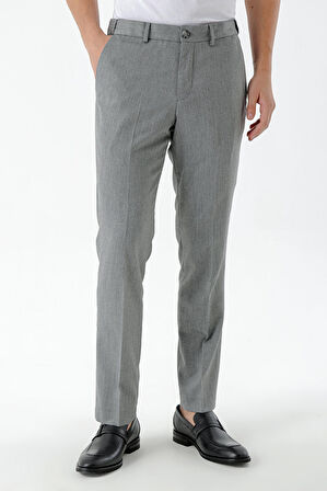  Erkek Gri Poliviskon Trend Desenli Dynamic Fit Classic Pantolon