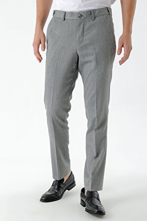  Erkek Gri Poliviskon Trend Desenli Dynamic Fit Classic Pantolon