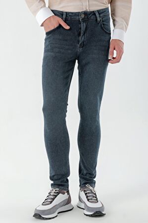  Erkek KAHVE Denim Slim Fit Jean Kot Pantolon