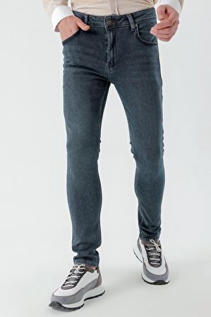  Erkek KAHVE Denim Slim Fit Jean Kot Pantolon