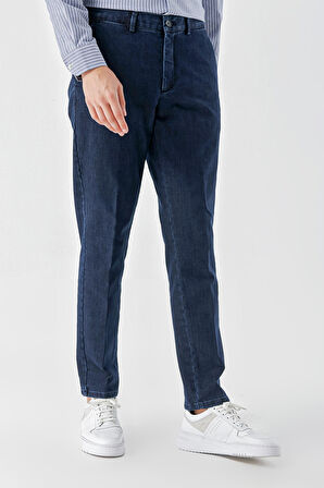  Erkek Lacivert Pamuk Yan Cep Dynamic Fit Chino Pantolon