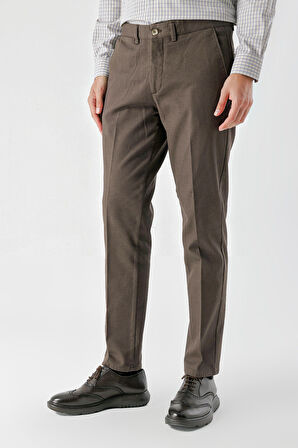  Erkek KAHVE Pamuk Yan Cep Dynamic Fit Chino Pantolon