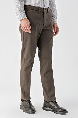  Erkek KAHVE Pamuk Yan Cep Dynamic Fit Chino Pantolon