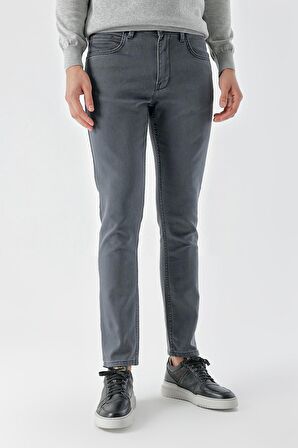 Erkek Füme Mevsimlik Pamuk 5 Cep Slim Fit Jean Pantolon