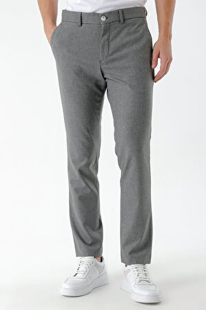  Erkek Füme Poliviskon Trend Desenli Slim Fit Classic Pantolon