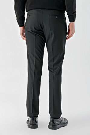  Erkek Siyah Poliviskon Basic Düz Desen Dynamic Fit Classic Pantolon