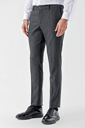  Erkek Füme Poliviskon Trend Desenli Dynamic Fit Classic Pantolon