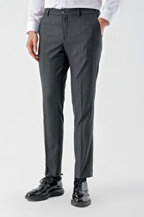  Erkek Füme Poliviskon Trend Desenli Dynamic Fit Classic Pantolon