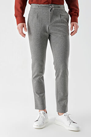  Erkek Gri Poliviskon Trend İpli Jogger Slim Fit Spor Pantolon