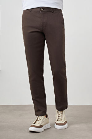  Erkek Yeşil Pamuk Yan Cep Slim Fit Chino Pantolon