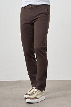  Erkek Yeşil Pamuk Yan Cep Slim Fit Chino Pantolon