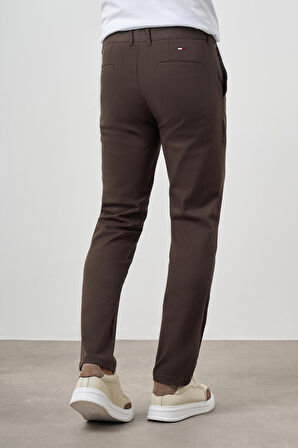  Erkek Yeşil Pamuk Yan Cep Slim Fit Chino Pantolon