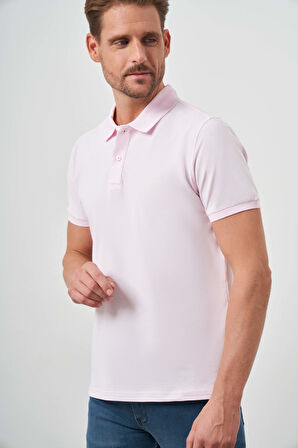  Erkek Pembe Basic Polo Yaka Dynamic Fit T-Shirt