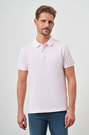  Erkek Pembe Basic Polo Yaka Dynamic Fit T-Shirt