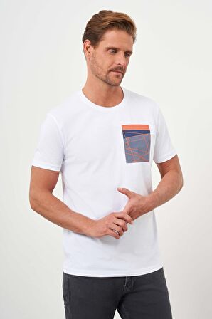  Erkek Beyaz Trend Süprem Baskılı Bisiklet Yaka Dynamic Fit T-Shirt