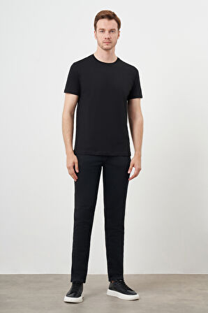  Erkek Siyah Basic Bisiklet Yaka Dynamic Fit T-Shirt