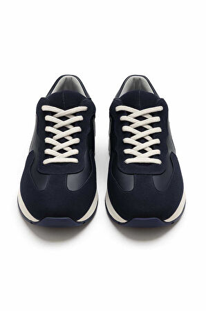  Erkek Lacivert Mevsimlik Casual Deri Spor Ayakkabı