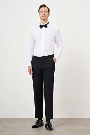 Erkek Beyaz Manşetli Jakar Desen Ata Yaka Slim Fit Gömlek