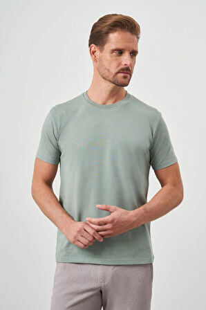  Erkek Çağla Yeşili Basic Bisiklet Yaka Dynamic Fit T-Shirt