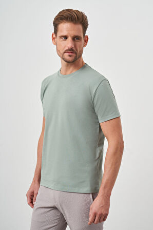  Erkek Çağla Yeşili Basic Bisiklet Yaka Dynamic Fit T-Shirt