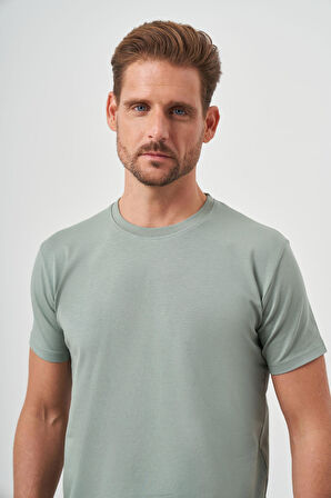  Erkek Çağla Yeşili Basic Bisiklet Yaka Dynamic Fit T-Shirt