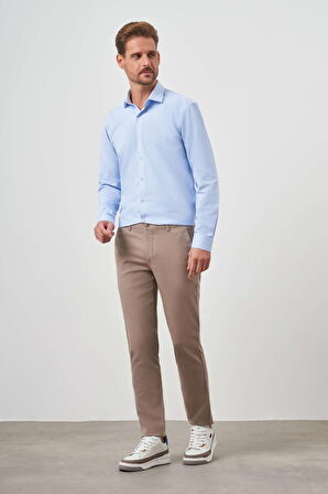  Erkek Bej Yazlık Pamuk Yan Cep Slim Fit Chino Pantolon