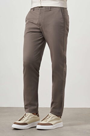  Erkek Haki Yazlık Pamuk Yan Cep Slim Fit Chino Pantolon