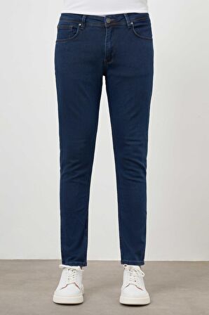  Erkek Lacivert Denim 5 Cep Slim Fit Jean Kot Pantolon