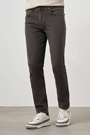  Erkek Lacivert - Kahve Denim 5 Cep Dynamic Fit Jean Kot Pantolon