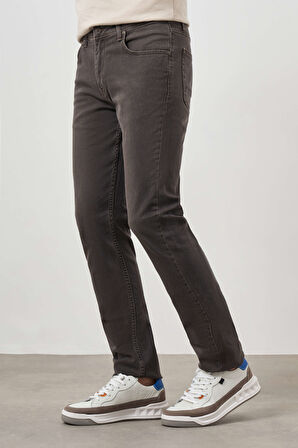  Erkek Lacivert - Kahve Denim 5 Cep Dynamic Fit Jean Kot Pantolon