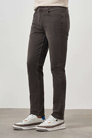  Erkek Lacivert - Kahve Denim 5 Cep Dynamic Fit Jean Kot Pantolon