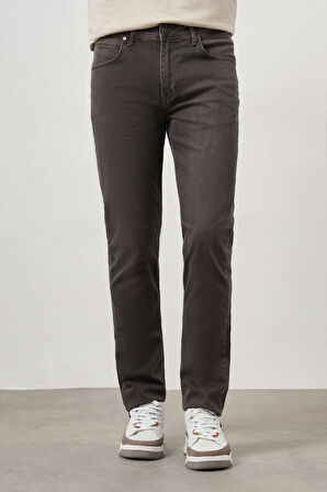  Erkek Lacivert - Kahve Denim 5 Cep Dynamic Fit Jean Kot Pantolon