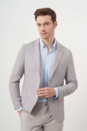  Erkek A. MAVİ Dokuma Slim Fit Torba Cep Mono Yaka Spor Ceket