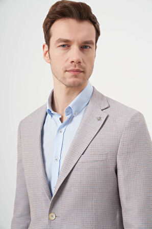  Erkek A. MAVİ Dokuma Slim Fit Torba Cep Mono Yaka Spor Ceket