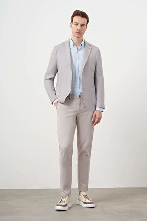  Erkek A. MAVİ Dokuma Slim Fit Torba Cep Mono Yaka Spor Ceket