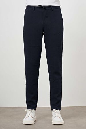  Erkek Lacivert Poliviskon Trend İpli Jogger Slim Fit Spor Pantolon