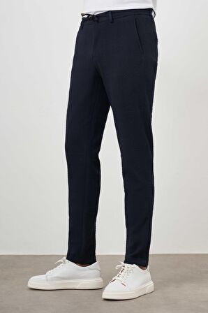  Erkek Lacivert Poliviskon Trend İpli Jogger Slim Fit Spor Pantolon
