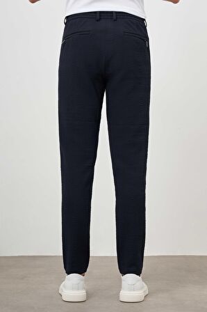  Erkek Lacivert Poliviskon Trend İpli Jogger Slim Fit Spor Pantolon