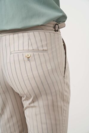  Erkek Bej Poliviskon Trend Pileli Slim Fit Spor Pantolon