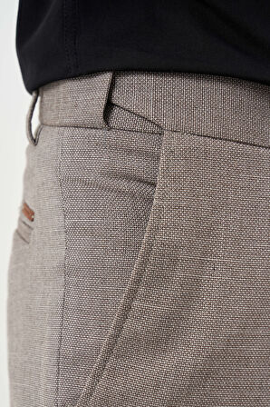  Erkek KAHVE Poliviskon Trend Desenli Dynamic Fit Classic Pantolon