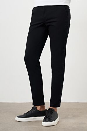  Erkek Siyah Yazlık Pileli Slim Fit Chino Pantolon