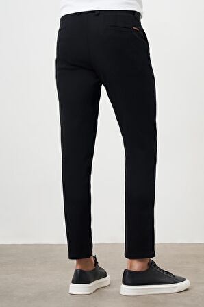  Erkek Siyah Yazlık Pileli Slim Fit Chino Pantolon