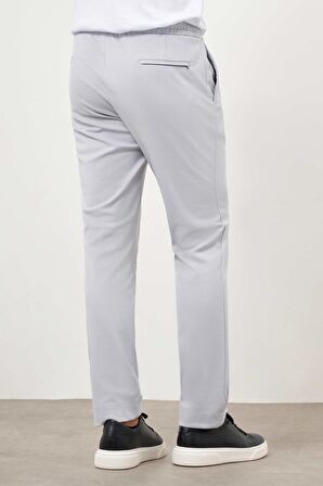  Erkek Gri Poliviskon Trend İpli Jogger Slim Fit Spor Pantolon