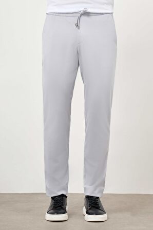  Erkek Gri Poliviskon Trend İpli Jogger Slim Fit Spor Pantolon