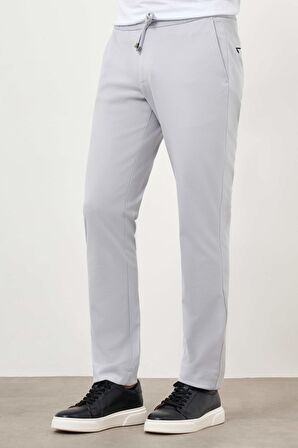  Erkek Gri Poliviskon Trend İpli Jogger Slim Fit Spor Pantolon