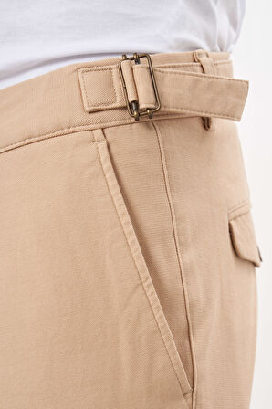  Erkek AÇIK KAHVE Yazlık Pileli Slim Fit Chino Pantolon
