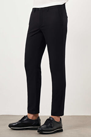  Erkek Siyah Yazlık Pamuk Yan Cep Slim Fit Chino Pantolon